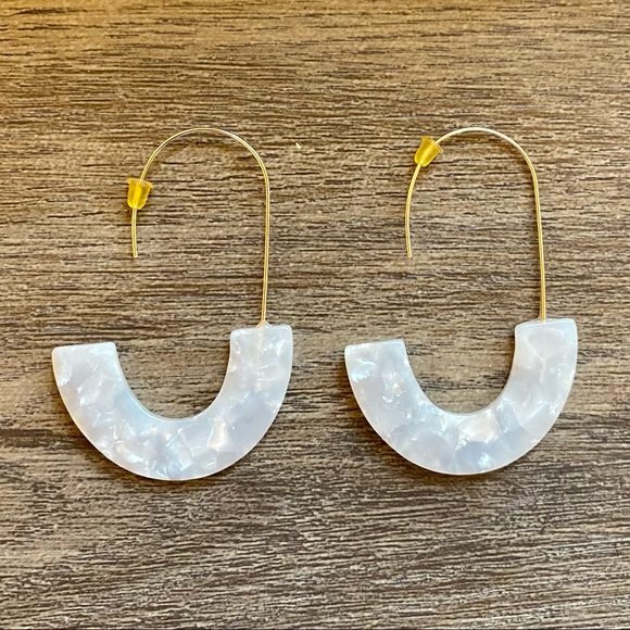 Acrylic Earrings Statement Tortoise Hoop Earrings in White - Picture 9 of 12
